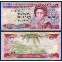 Caraïbes de l'est Pick N°24l1 TB Sainte Lucie Billet de banque de 20 dollars 1988-1993