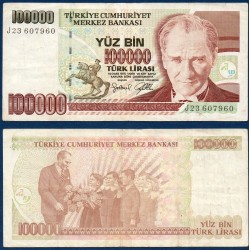 Turquie Pick N°206, TTB Billet de banque de 100000 Lira 1997