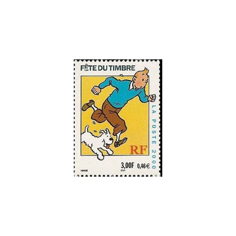 Timbre Yvert France No 3303a Journée du timbre Tintin, issu de carnet