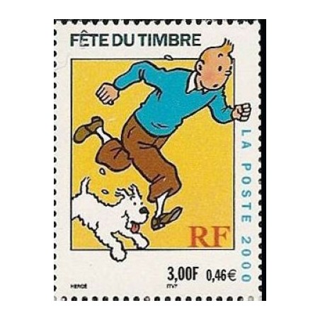 Timbre Yvert France No 3303a Journée du timbre Tintin, issu de carnet
