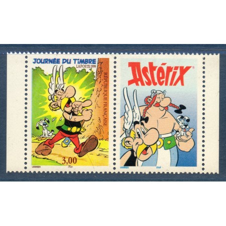 Timbre Yvert France No 3225b Journée du timbre, Astérix issu de carnet avec vignette