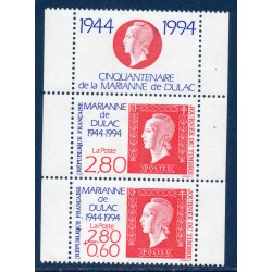 Timbres Yvert No 2864Aa  Journée du timbre, paire de carnet avec vignette, 50 ans de la Marianne de Dulac