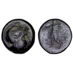 Eolide, Aegae Ae19 contremarqué Cuivre (-100 à -60) Athena et Zeus