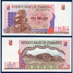 Zimbabwe Pick N°5b, Billet de banque de 5 Dollars 1997