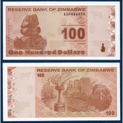 Zimbabwe Pick N°97, Billet de banque de 100 Dollars 2009