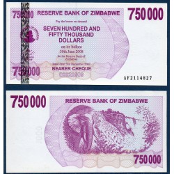 Zimbabwe Pick N°52, Billet de banque de 750000 Dollars 2007