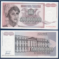 Yougoslavie Pick N°125, Billet de banque de 500.000.000 Dinara 1993