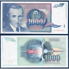 Yougoslavie Pick N°110, Billet de banque de 1000 Dinara 1991