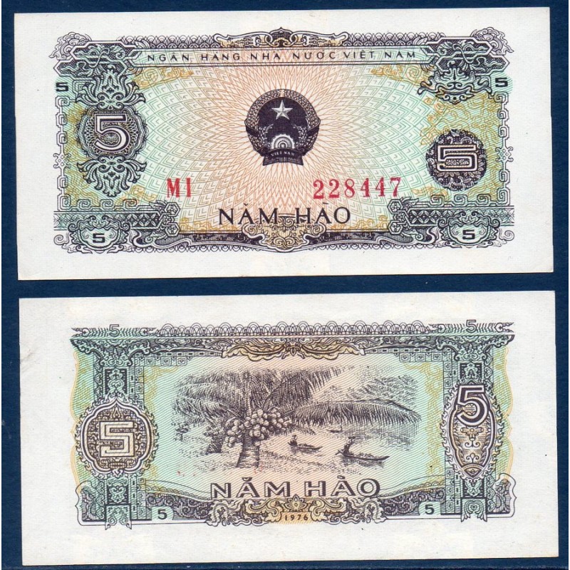 Viet-Nam Nord Pick N°79a, Billet de banque de 5 Hao 1976