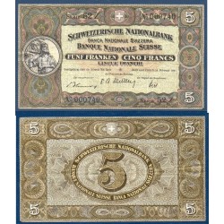 Suisse Pick N°11o, Billet de banque de 5 Francs 1951