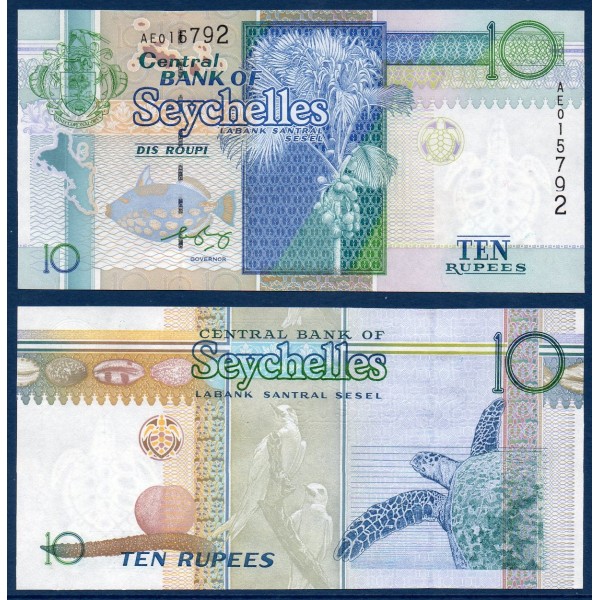 Seychelles Pick N°36b, Billet de banque de 10 Rupees 1998-2008