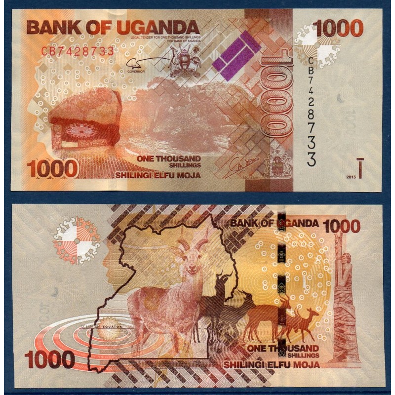 Ouganda Pick N°49d, Billet de banque de 1000 Shillings 2015