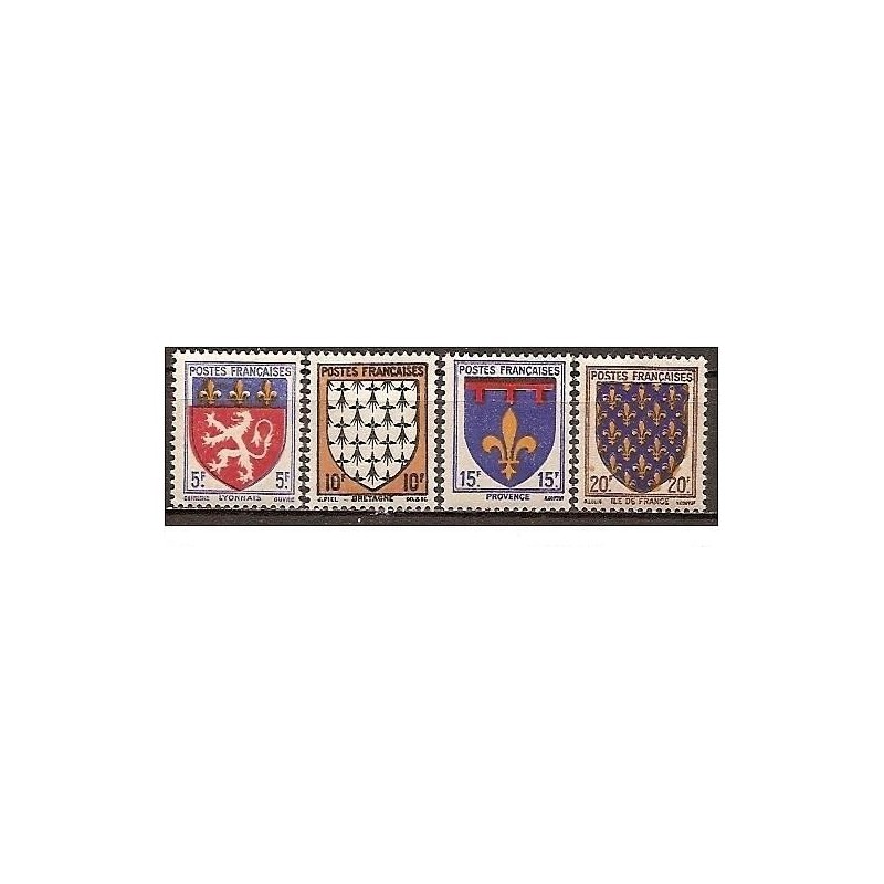 Timbre France Yvert No 572-575 armoiries, blasons des provinces