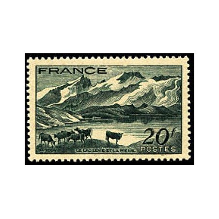 Timbre France Yvert No 582 lac Lerie et la Meije paysage du dauphine