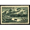 Timbre France Yvert No 582 lac Lerie et la Meije paysage du dauphine