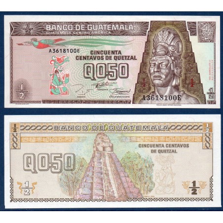 Guatemala Pick N°86b, Billet de banque de 0.5 Quetzal 1994