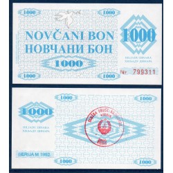 Bosnie Pick N°8f1, Billet de banque de 1000 Dinara 1992