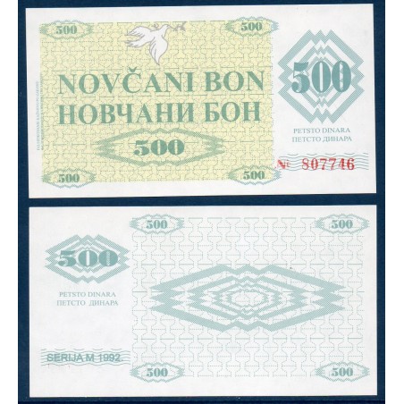 Bosnie Pick N°7r, Billet de banque de 500 Dinara 1992