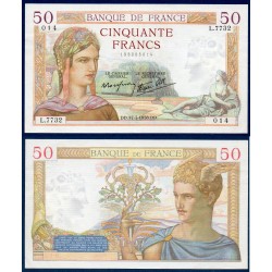 50 Francs Cérès Sup+ 17.3.1938 Billet de la banque de France