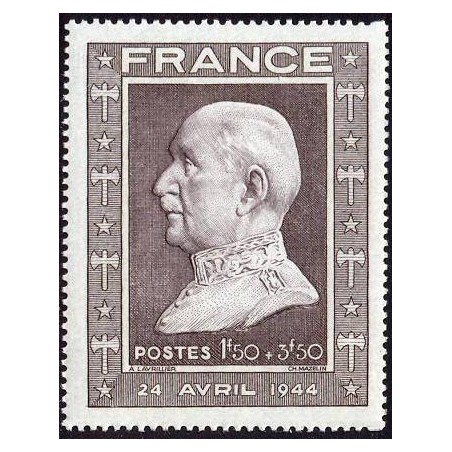 Timbre France Yvert No 606 buste du marechal petain par lavrillier