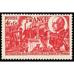 Timbre France Yvert No 608 charte du travail petain