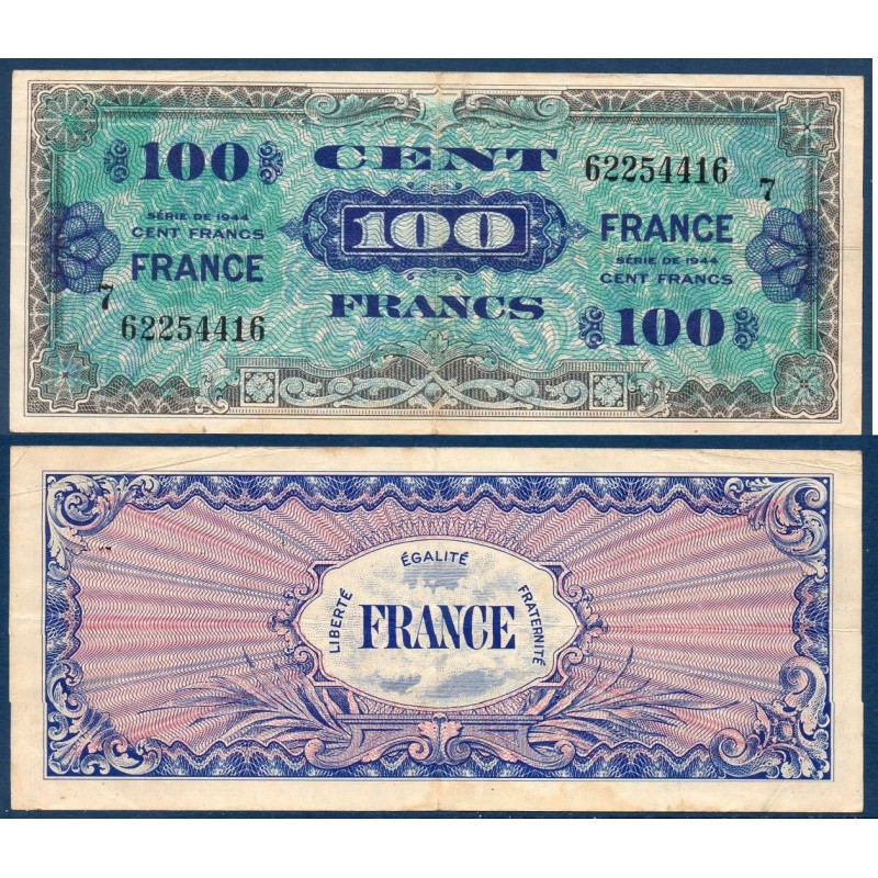 100F France série 7 TTB 1945 Billet du trésor Central