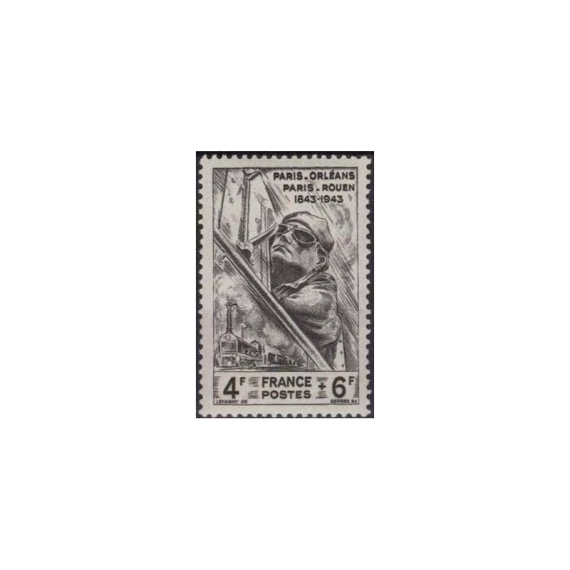 Timbre France Yvert No 618 centenaire des lignes de chemin de fer