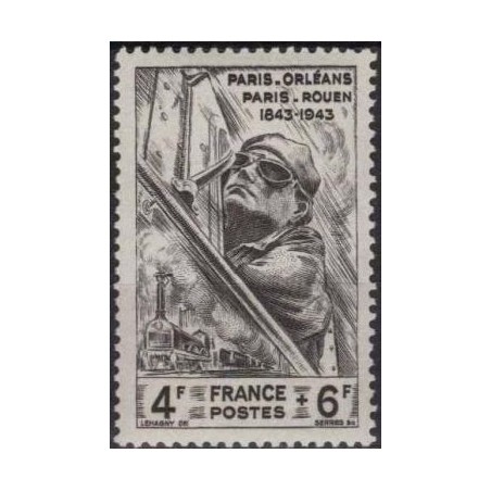 Timbre France Yvert No 618 centenaire des lignes de chemin de fer