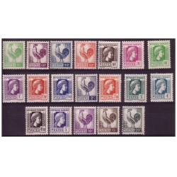 Timbre France Yvert No 630-648 serie alger coq et marianne