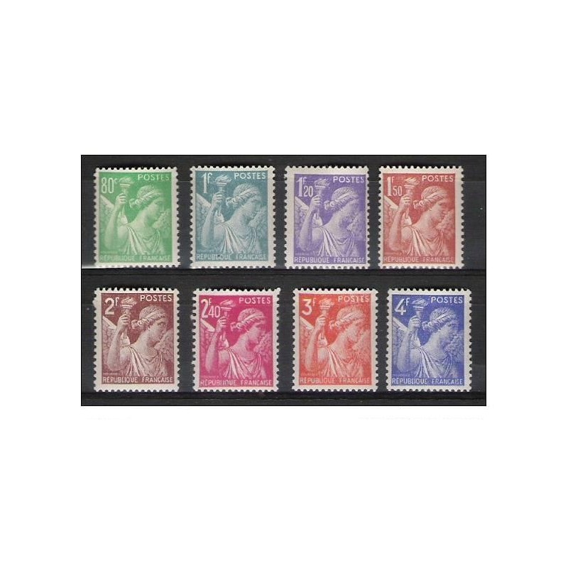 Timbre France Yvert No 649-656 serie type iris