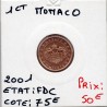 Pièce 1 centime d'euro Monaco 2001