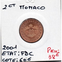 Pièce 2 centimes d'euro Monaco 2001