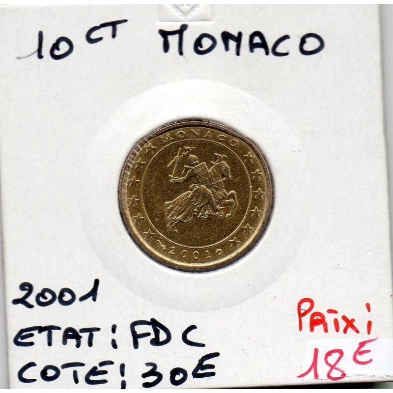 Pièce 10 centimes d'euro Monaco 2001