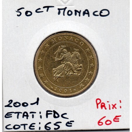 Pièce 50 centimes d'euro Monaco 2001