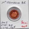 Pièce 1 centime d'euro BE Monaco 2005
