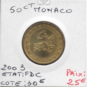 Pièce 50 centimes d'euro Monaco 2003