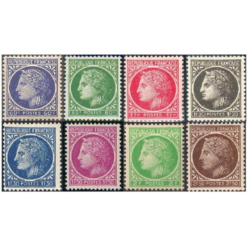 Timbre France Yvert No 674-681 type ceres de Mazelin