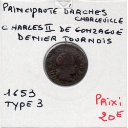 Ardennes, Principauté Arches Charleville,Charle II de Gonzague, (1653) Denier tournois Type 3