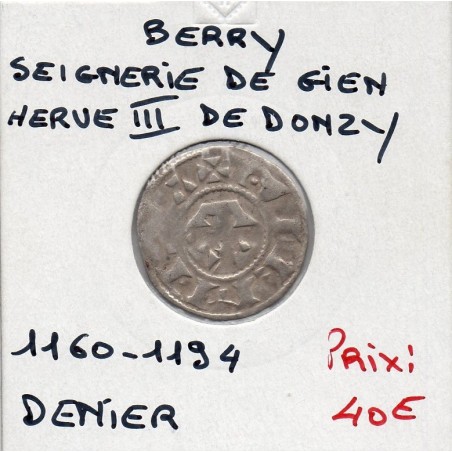 Berry, Seigneurie de Gien, Herve III de Donzy (11600-1194) Denier