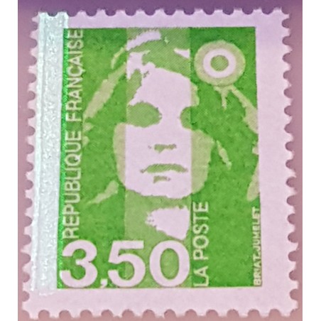 Timbre Yvert No 2821a variété une bande de phosphore à gauche Type Marianne du Bicentenaire, 3.50fr vert jaune