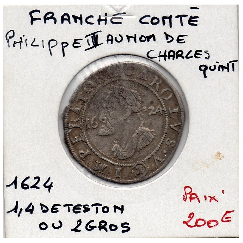 Franche Comté, Comté de Bourgogne, Philippe IV d'Espagne (1623) 1/4 teston Besancon