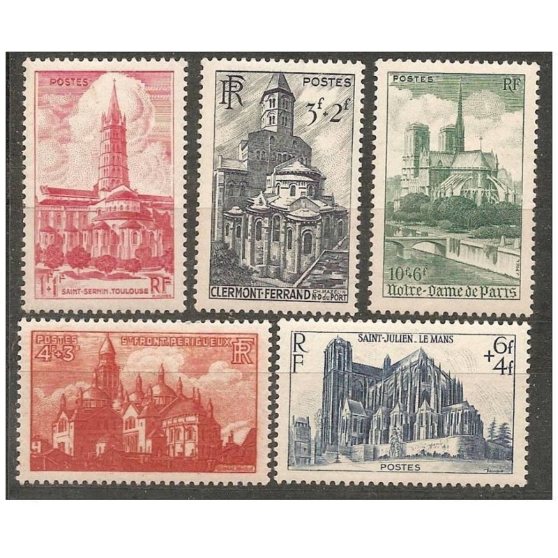 Timbre France Yvert No 772-776 cathedrales et basiliques