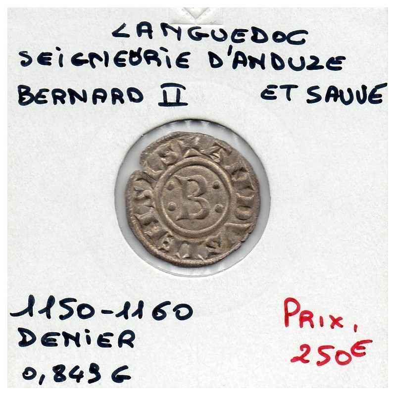Languedoc, Seigneurie d'Anduze et Sauve, Bernard II (1150-1160) Denier