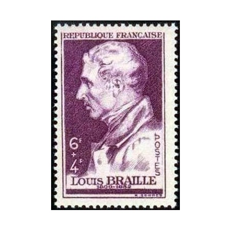 Timbre France Yvert No 793 Louis Braille entraide française