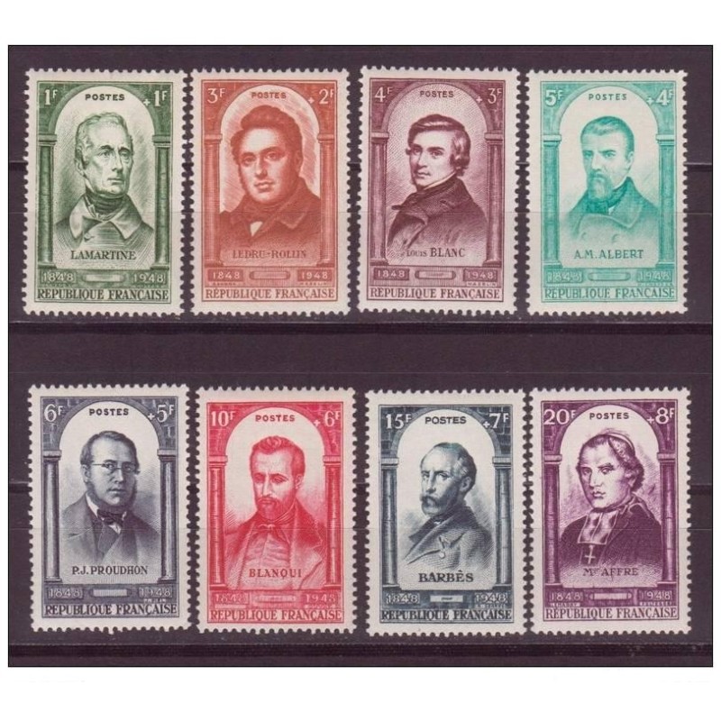 Timbre France Yvert No 795-802 personnages celebres centenaire de la revolution