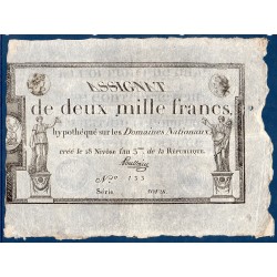 Assignat 2000 francs  18 Nivose an 3  TB+ signature Poullain