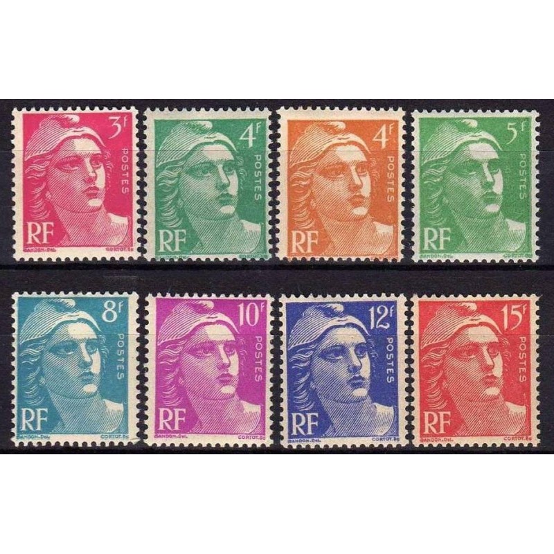 Timbre France Yvert No 806-813 serie marianne de Gandon