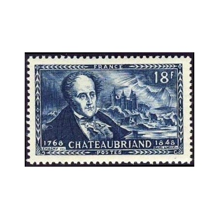 Timbre France Yvert No 816 Chateaubriand et chateau de Combourg