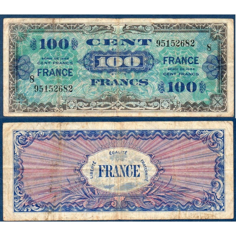 100F France série 8 TB 1945 Billet du trésor Central