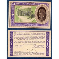 Bon de Solidarité, billet de 1 franc Petain, Neuf,  1941-1944